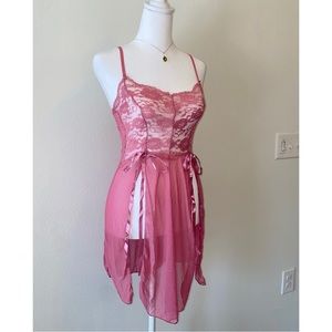 Vintage Fairy Ethereal Lace Pink Babydoll Slip Dress. Size Small.